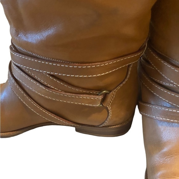 Joan & David Brown Camel Soft Leather Riding Boots Strappy Handmade Italy Sz 6? - Picture 8 of 16